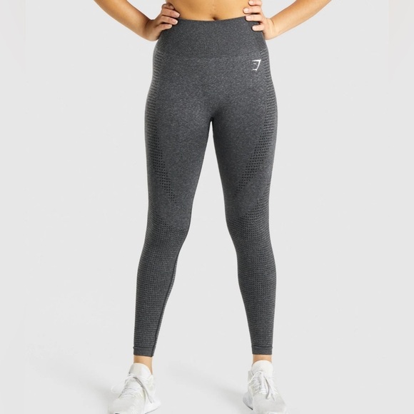 GYMSHARK VITAL SEAMLESS LEGGINGS IN DEEP CHARCOAL MARL SIZE MEDIUM - Picture 1 of 7